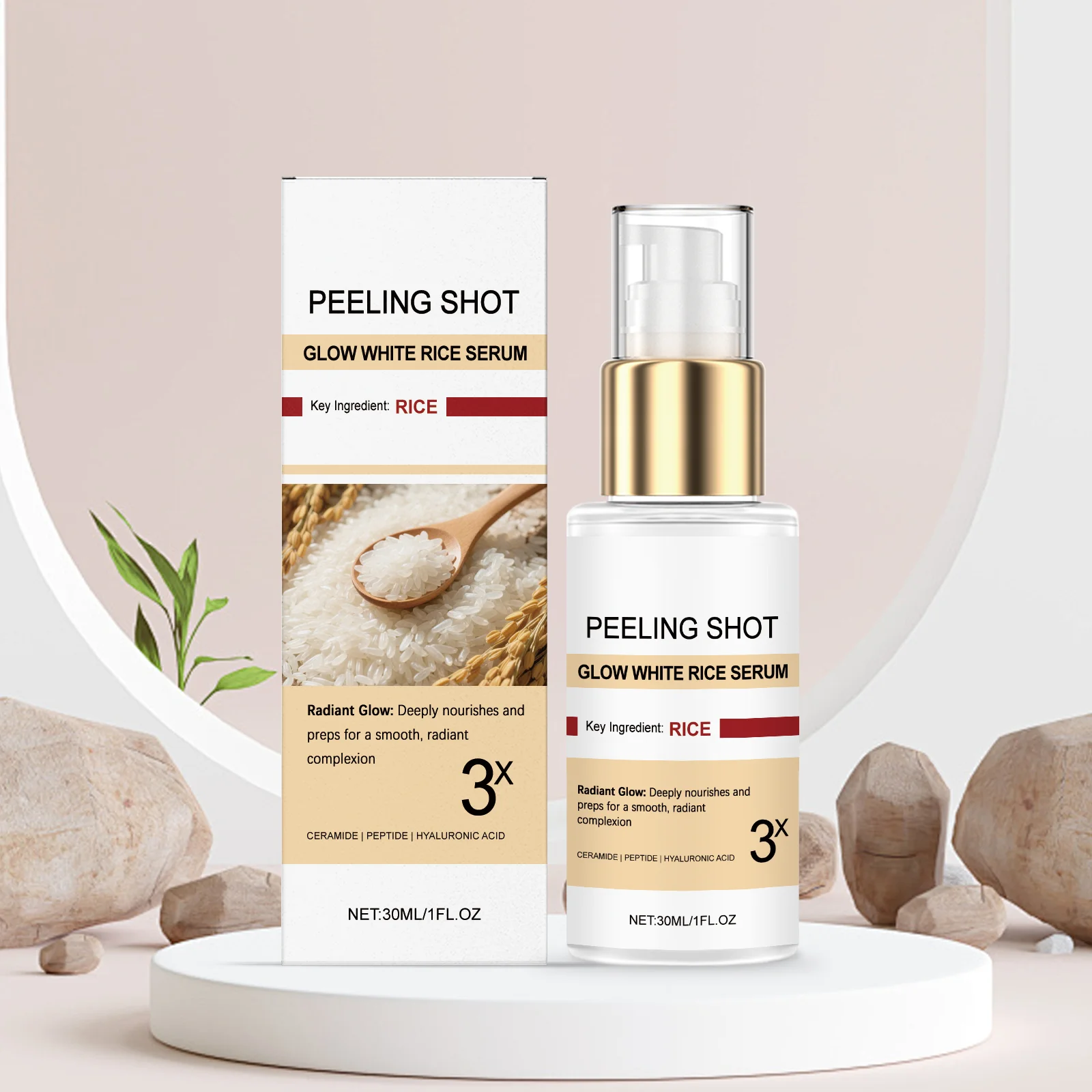 

White Rice Face Serum for Glow Glass Skin Natural Rice Water Moisturizing Fade Wrinkle Dark Spot Correcting Anti Aging Essence