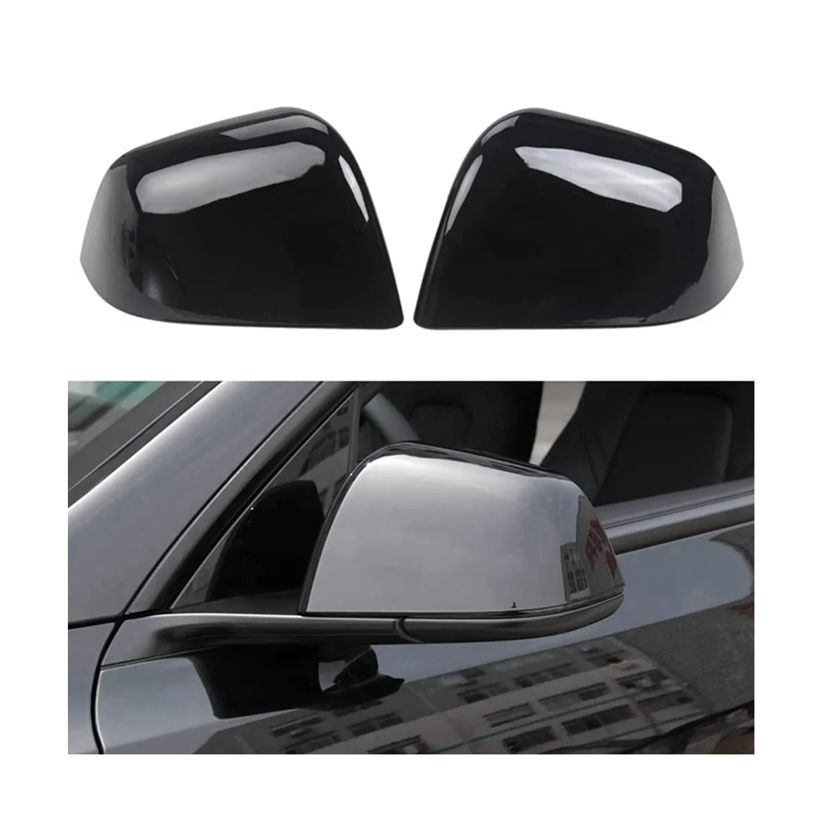 Side Rearview Mirror Cover Trim for 2021 2022 Model Y Exterior Accessories, ABS Gloss Black