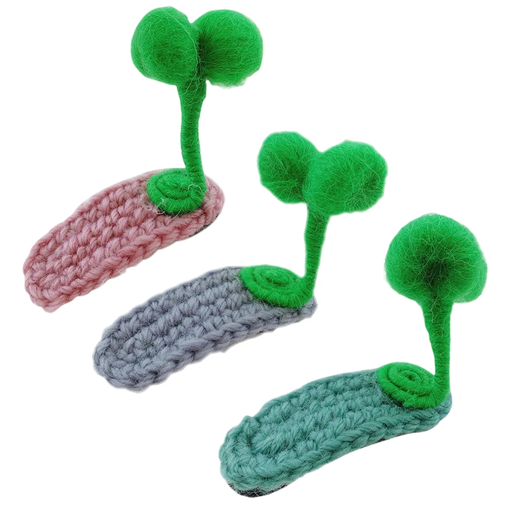 

3 pcs Woven Sprout Clips Cute Kids Accessories Decorative Girls Hair Clips For Birthday Party Daily Use Kawaii Hair Accessories
