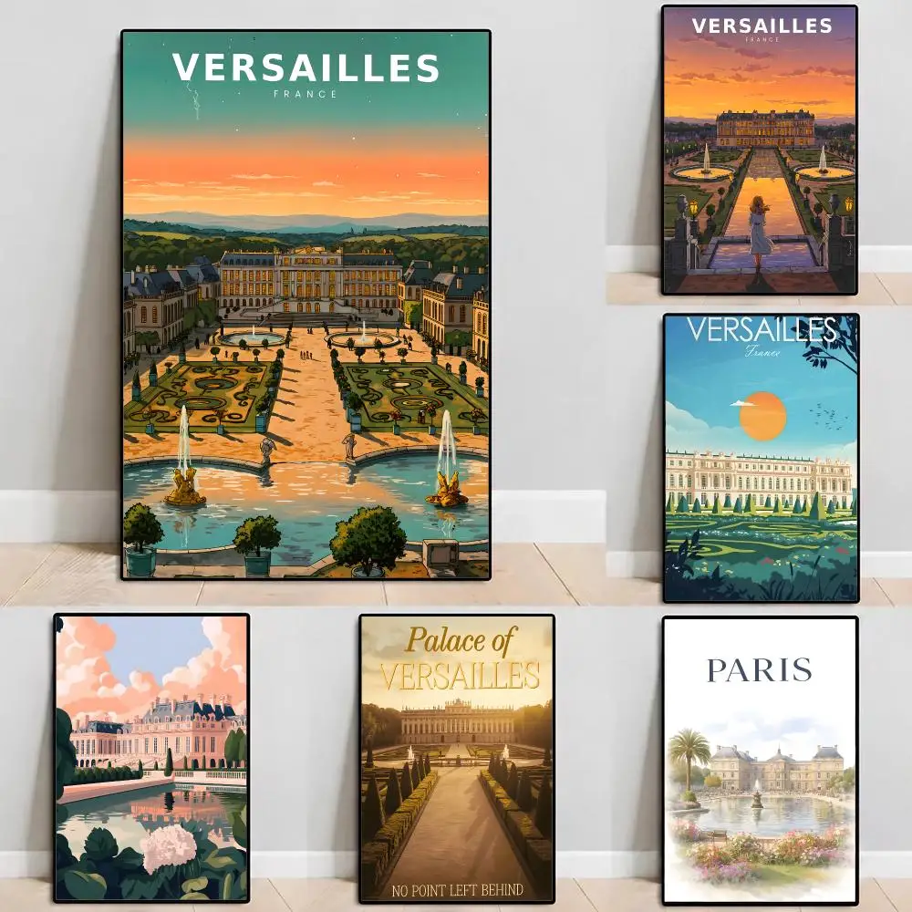 Landmark Palace of Versailles Poster Self‑Adhesive Waterproof PP Poster Coffee House Bar Wall Art Sticker Room Home Decor