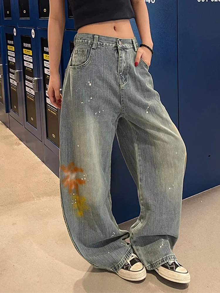 

Женские синие джинсы оверсайз, джинсовые брюки в стиле бойфренда, винтажные японские брюки 90-х годов, стиль 2000-х годов, мешковатые джинсы Y2k, длинные брюки, одежда 2025 г.