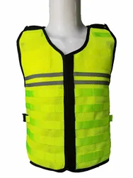 SOETAC Safety Protection Zipper Vest Reflective-stripes Security Waistcoat Adjustable Size Working Breathable Net Fabric Top