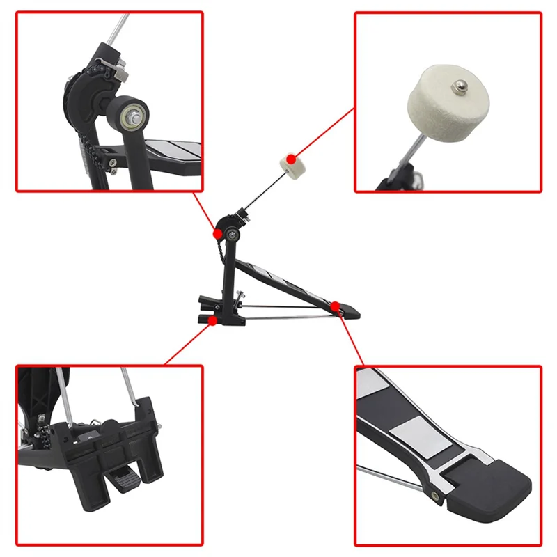 

Drum Set Single-Step Jazz Drum Pedal Bottom Drum Practice Step Hammer Double-Chain Step Hammer Percussion Instrument