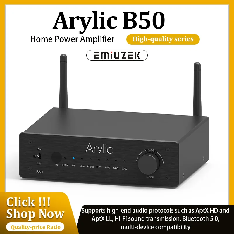 New Arylic B50 Bluetooth 5.2 Transmitter Receiver AptX HD Audio Adapter Wireless Audio Amplifier for TV Home Headphones Stereo