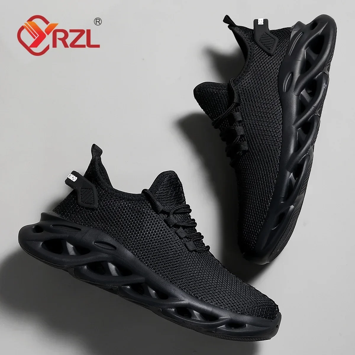 YRZL-Zapatillas deportivas de malla para hombre, zapatos ligeros de verano, transpirables, con plataforma, para correr al aire libre