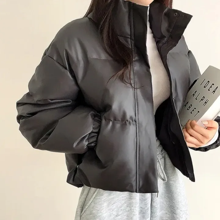 시크한 가을 겨울 오트 티엔드 PU 가죽 코튼 재킷 루즈핏 다용도 레트로 스타일 안티에이징 아우터웨어 코트