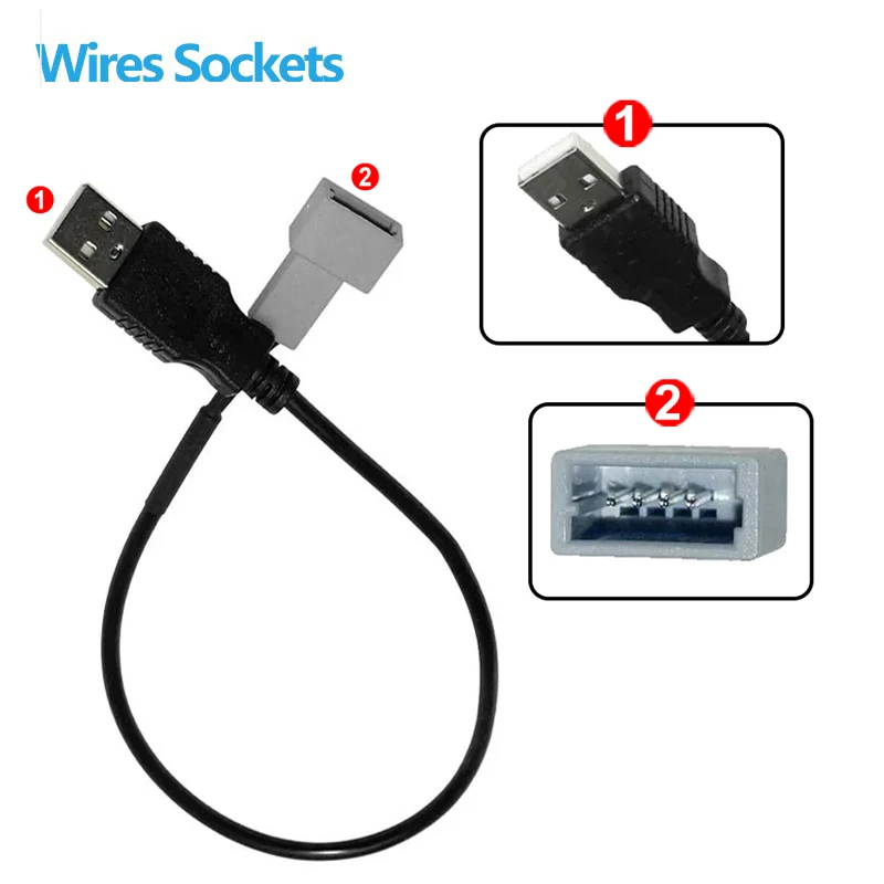 Car Audio Radio 2.0 USB to 4Pin Socket Cable for Kia KX5 Sorento Sonata Extension Connector Adapter #CA6849
