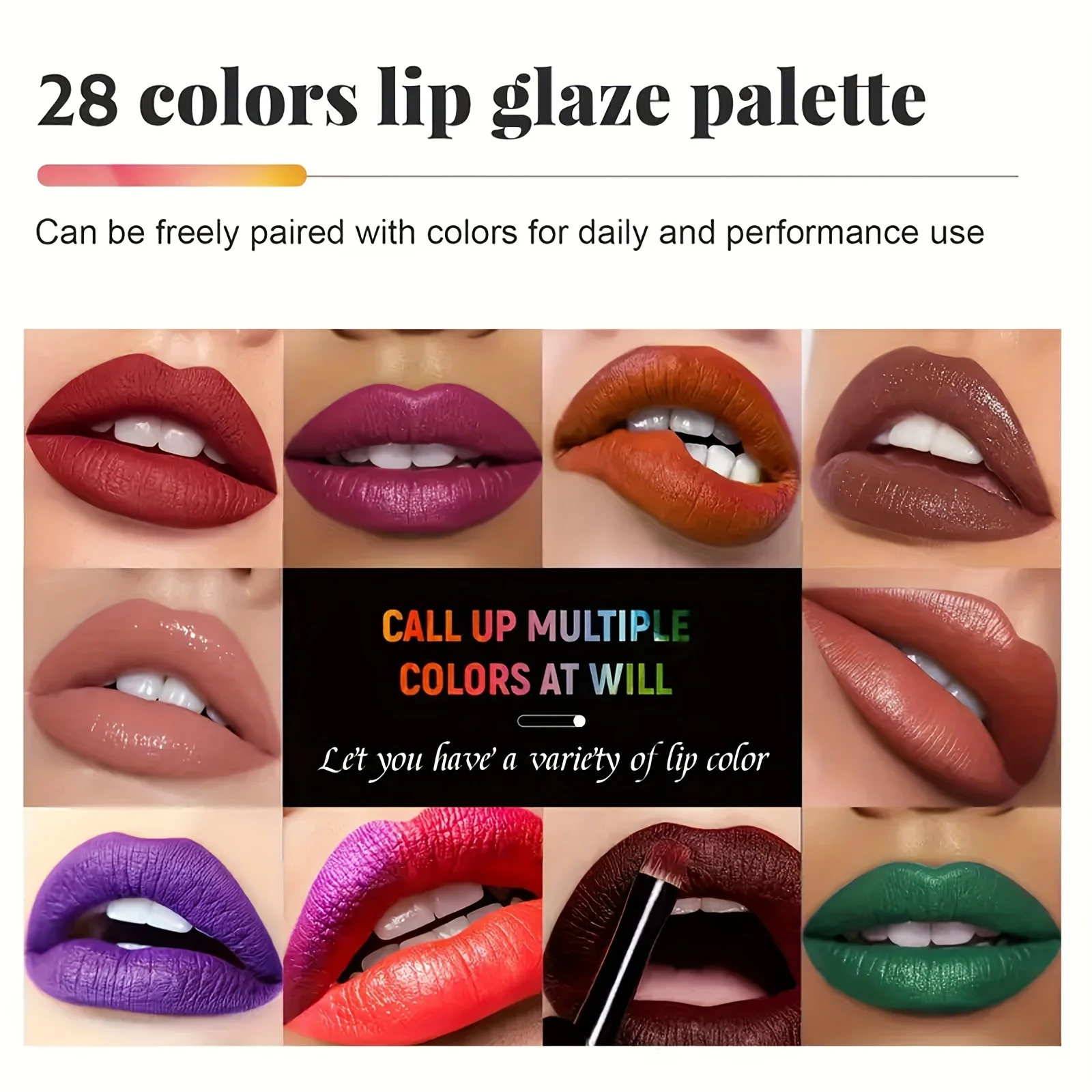 28 Color Highly Pigmented Lipstick Palette, Professional Lip Gloss Set, Creamy, Long-Lasting Waterproof Lip Gloss Set with Lip B