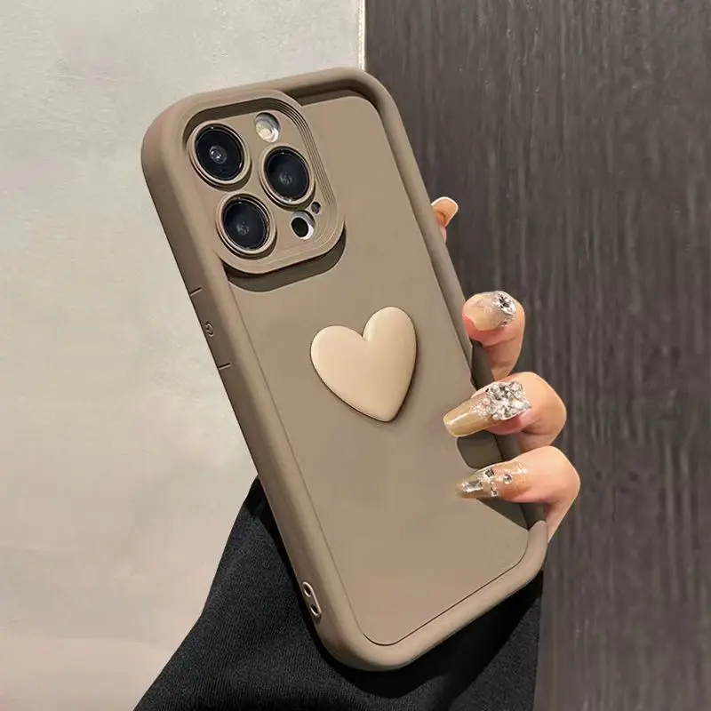 Soft 3D Love Heart Silicone Phone Case For iPhone 15 Pro Max 14 11 12 13 XS XR X 7 8 Plus SE Fashion TPU Shockproof Back Cover