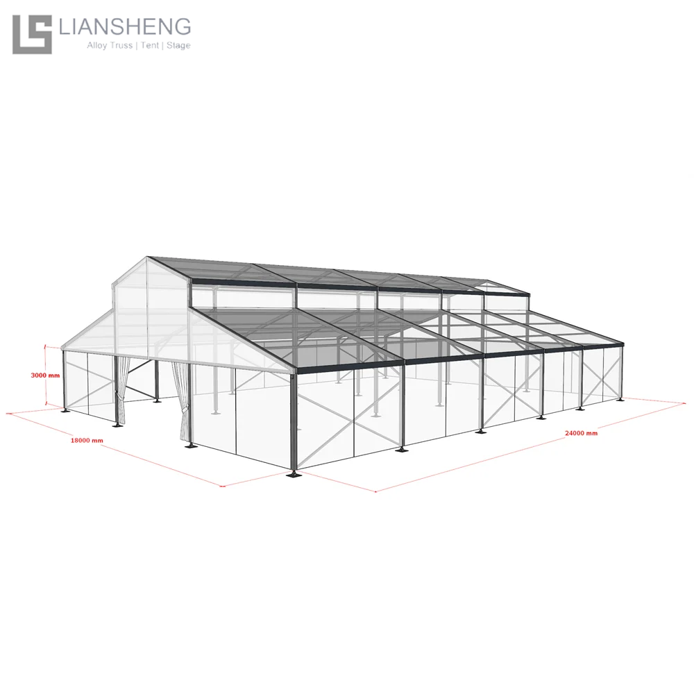 500-Seater Transparent PVC Tent with Black Aluminum Frame Large Wedding Event Tent for Outdoor Atriums