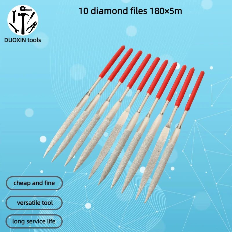 10Pcs 180x5mm Round Diamond Needle File 150 Grit for Metal Glass Stone