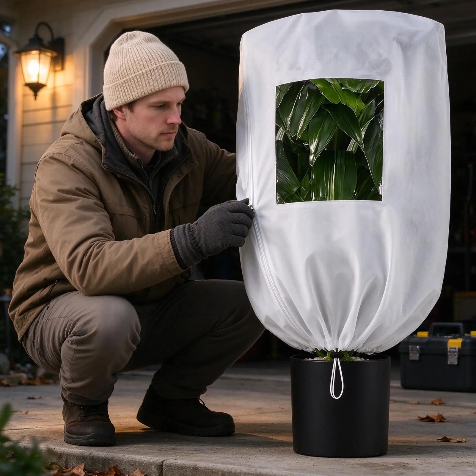 Plant Frost Protection Cover 2 Piece Frost Blanket With Viewing Window Winter Non-Woven Tree Blanket For Shrubs Saplings Garden