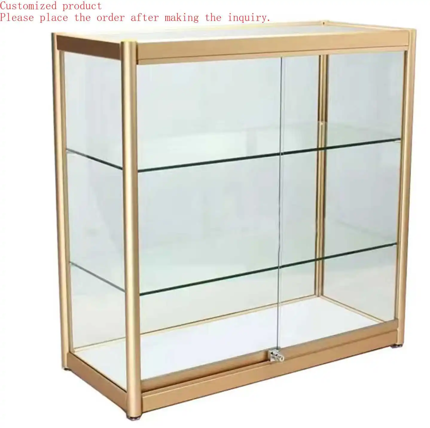 

Custom.6ft Full Vision Showcase Cabinet Mdf Tempered Glass Counter Slide Door Lockable with LED Light Display Cabinet Forbsmoke