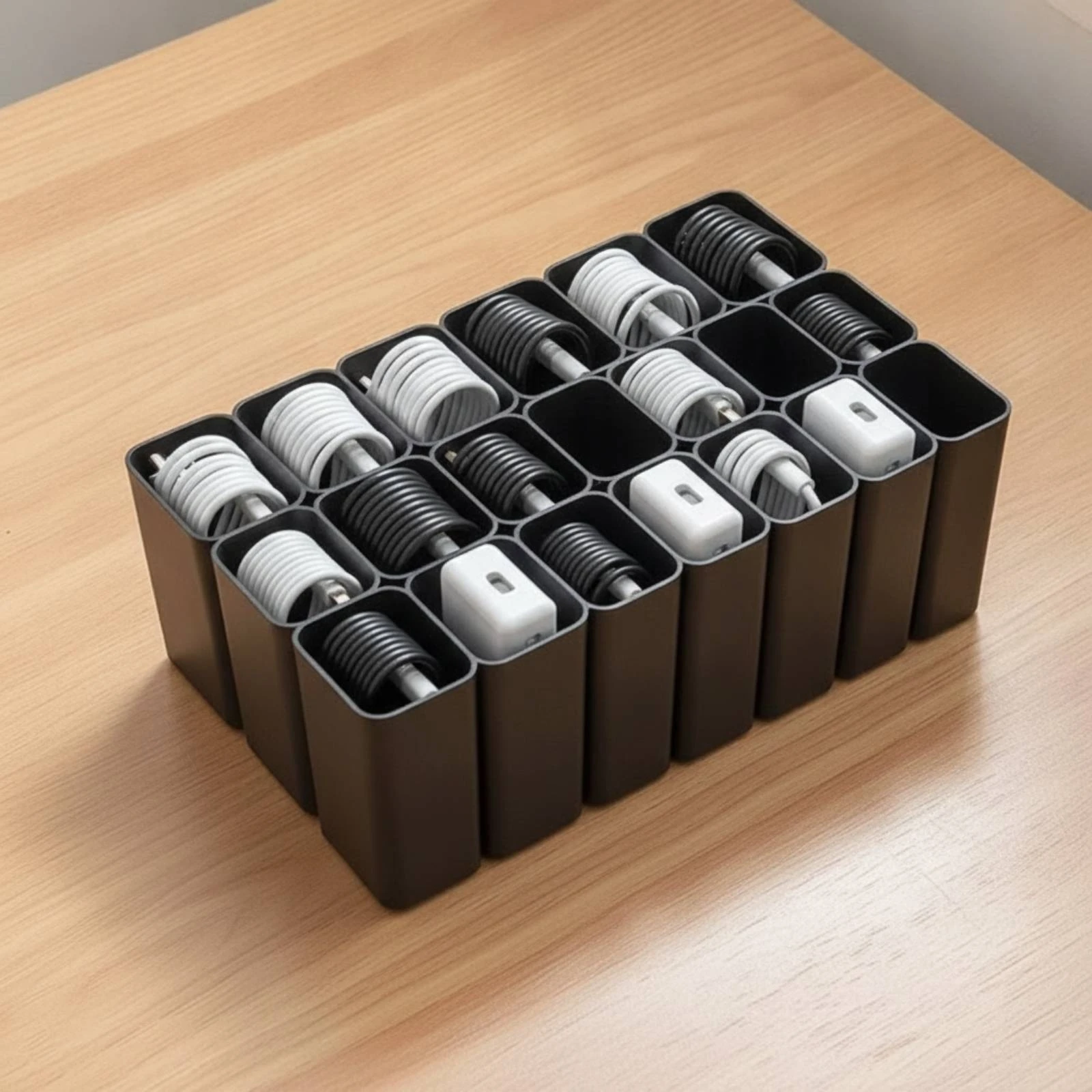 Cable Management Box Freestanding Desktop Cable Organizer Charger Cord Storage Box Space-Saving for Home Office, Study Area