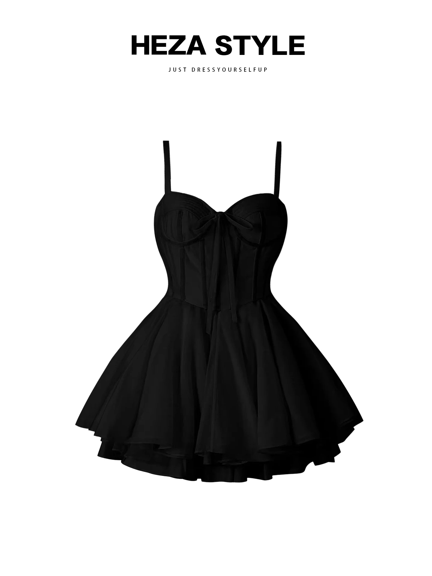 

HEZA Bla Fibone Strapl Dr Women's A-Line Ball Gown Skirt French Sle Bridesmaid Dr plus Size Knot o...