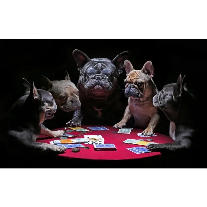 69*51CM Paper Jigsaw Puzzle 1000PCS Card Game of French Bulldogs Animals Painting Educational Entertainment  Adult Children Toys