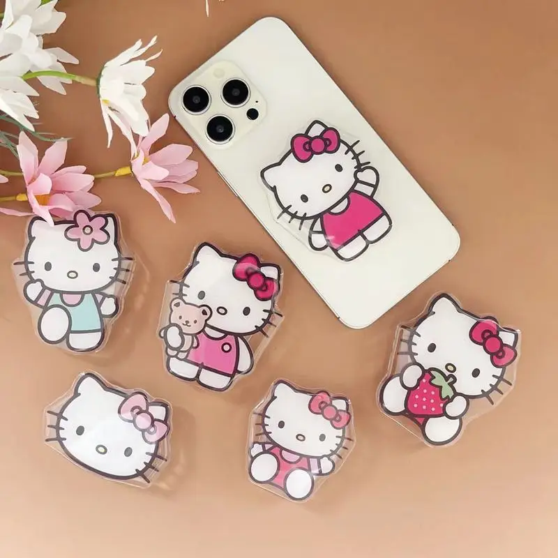 Sanrio Hello Kitty Phone Socket Holder Kawaii Anime Finger Grip Bracket For Iphones Desktop Holder Back Sticker Gift