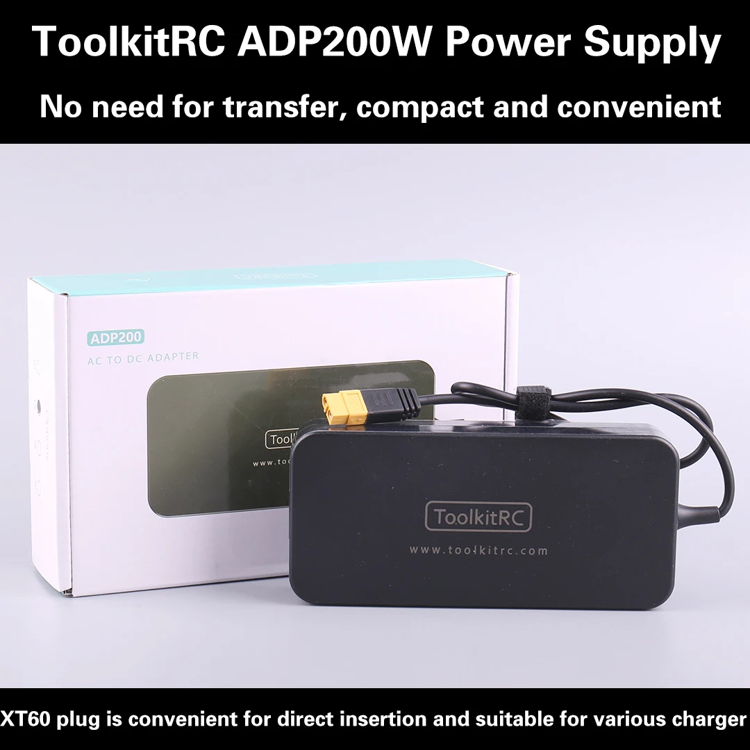 

ToolKitRC ADP200 200 Вт, 4 А, зарядное устройство постоянного тока, 19,5 В, 10,3 А, с выходной адаптером XT60 для зарядных устройств RC iSDT GTPower HotRC SkyRC
