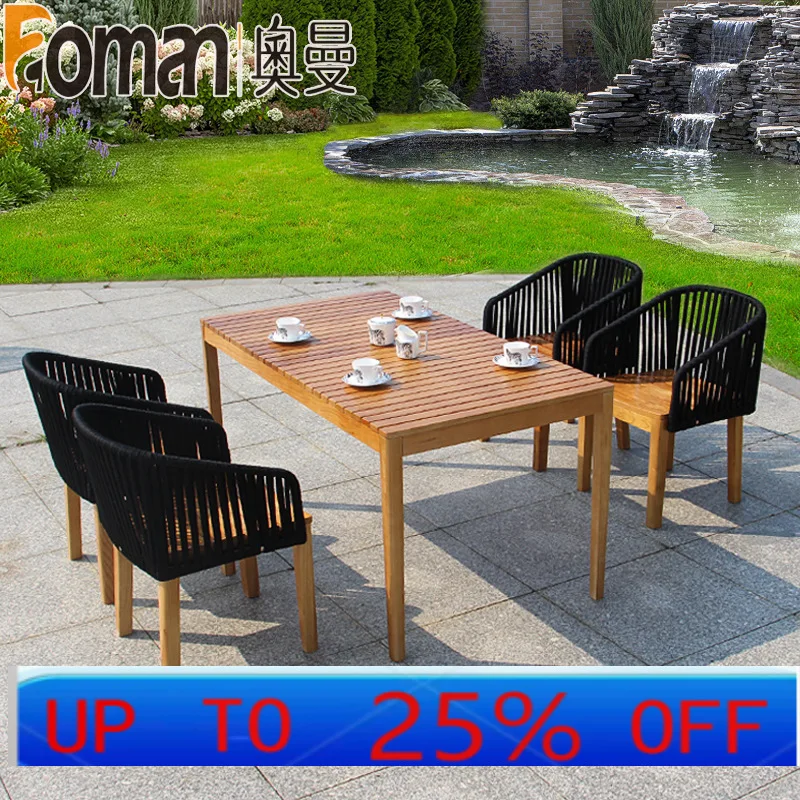 

LTT solid wood casual round bar table balcony window bar table and chair combination