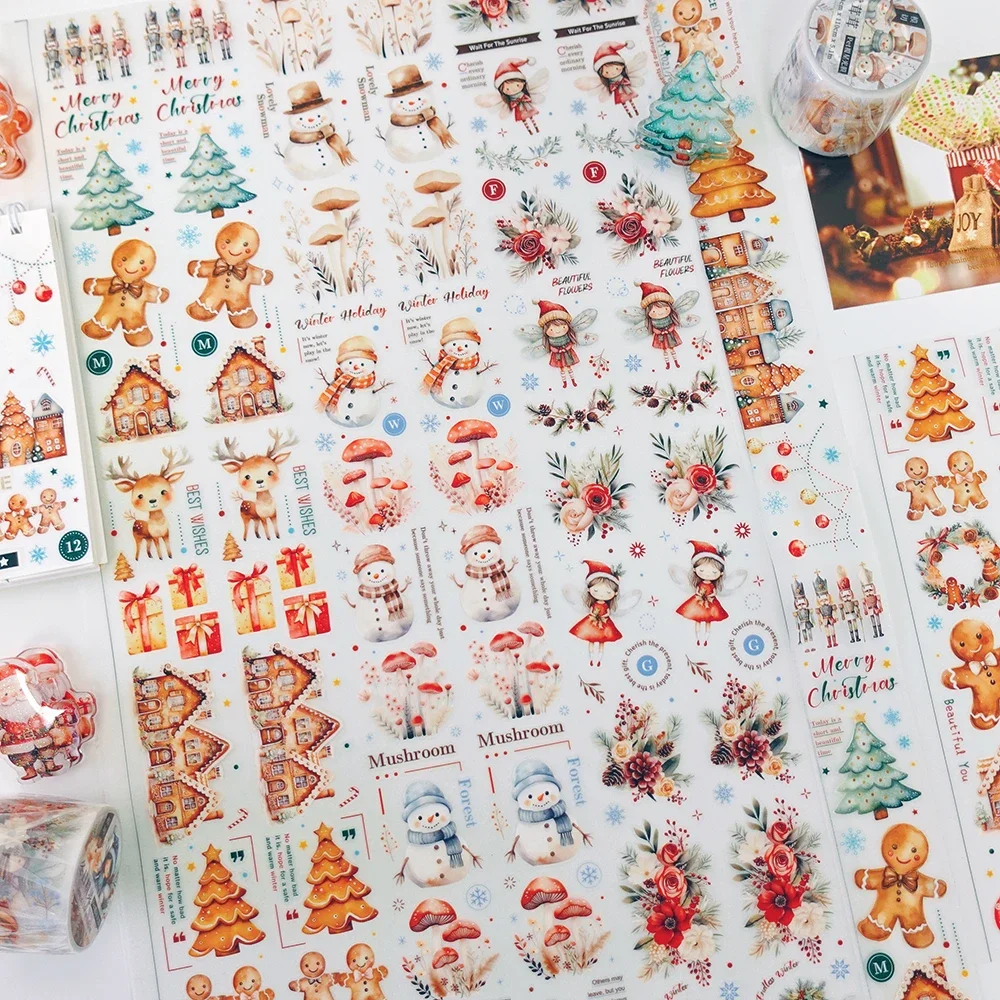 Cute Girl Winter Christmas Snowmen Washi Tape Roll Flowers Journal Stickers