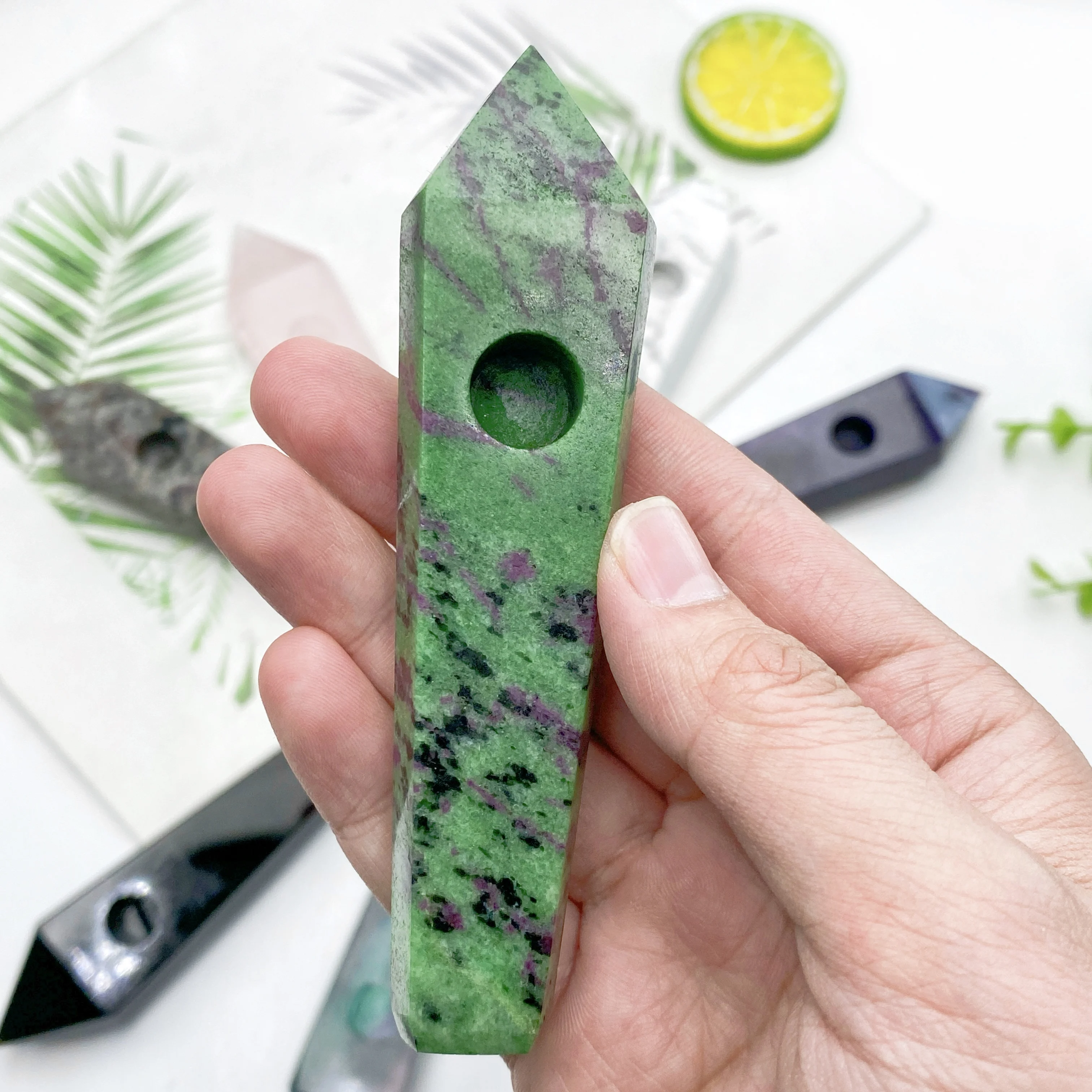 Random 1PC High Quality Single-Pointed Hexagonal Natural Crystal Carving for Healing & Table Decoration