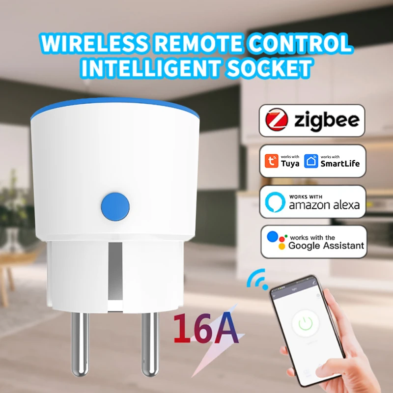 Tuya ZigBee Smart Power Plug EU 16A Smart Socket Energy Monitor Outlet Wireless Remote Control Alexa Google Home RU Warehouse