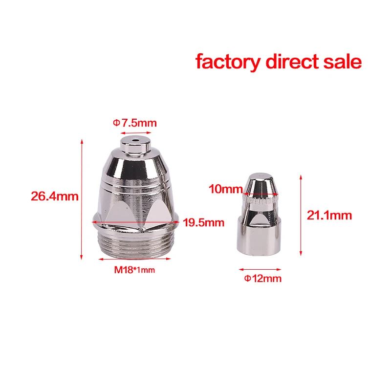 10 pçs 1.1/1.3/1.5/1.7mm p80 plasma eletrodo bico tocha de corte 60a 80a 100a p80 cnc plasma ponta da tocha eletrodo bico