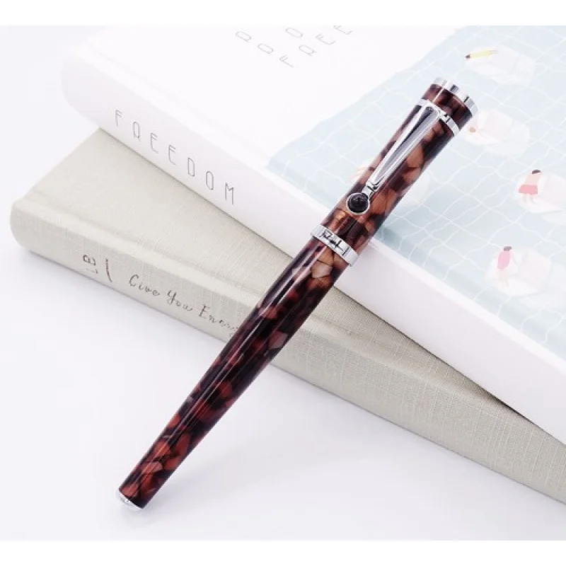 

A+ Fuliwen Celluloid Fountain Pen Maple Leaf Coffee Fine Nib Fashion Writing Pen
