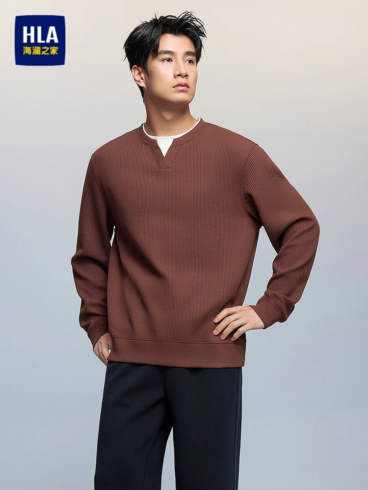 Men's Fashion Hoodie Sweatshirt Double Collar Micro Elastic HLA Sea Home Autumn New Knitted Cotton Polyester Spandex Casual S...
