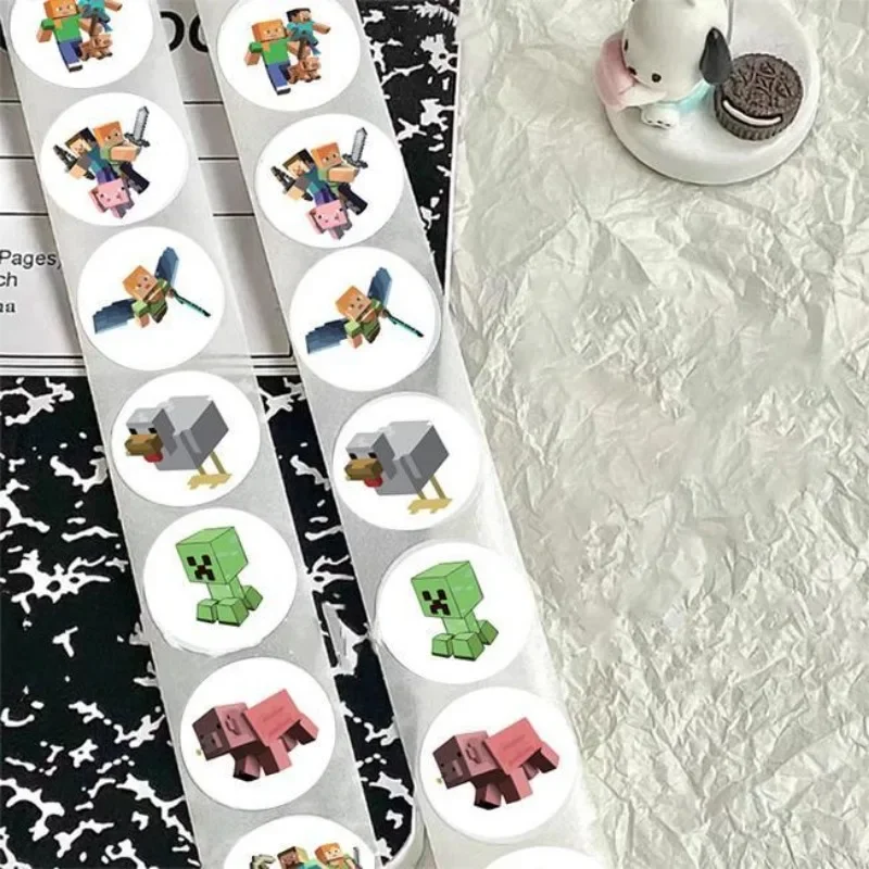 500 قطعة MineCraft ملصقات ختم التسمية الإبداعية الزخرفية DIY بها بنفسك مذكرات سجل القصاصات التعبئة ملصق لفة الاطفال لعبة الشارات لعبة مكافأة