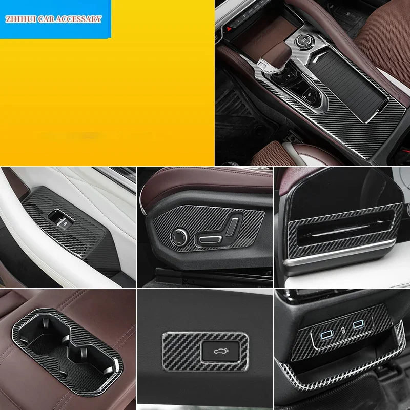 For Geely Monjaro Xingyue L 2022 2023 Car Carbon Fiber Stainless Steel Interior Mouldings Gear Panel Cover Trim Auto Accessories