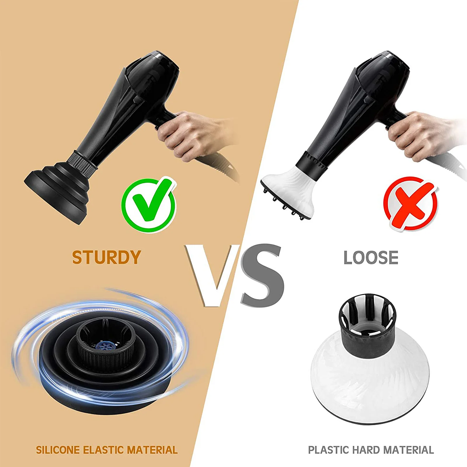 

1Pair Foldable Silicone Hair Diffusers Portable Hair Dryer Accessories Travel Size Blow Dryer Diffuser for Even Heat