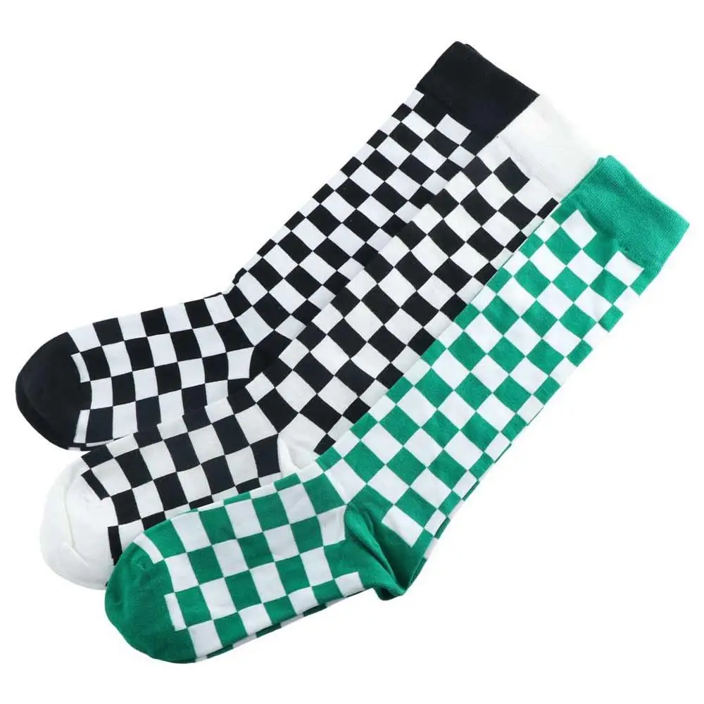 Simple respirant damier style de rue Harajuku Cool femmes bonneterie Style coréen chaussettes coton bas