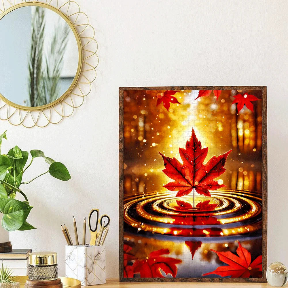 1000ピース 大型メープルリーフ＆リップルペーパー ジグソーパズル - 大人向けの挑戦的なDIYホームデコレーション脳トレゲーム、家族で楽しめるパズル