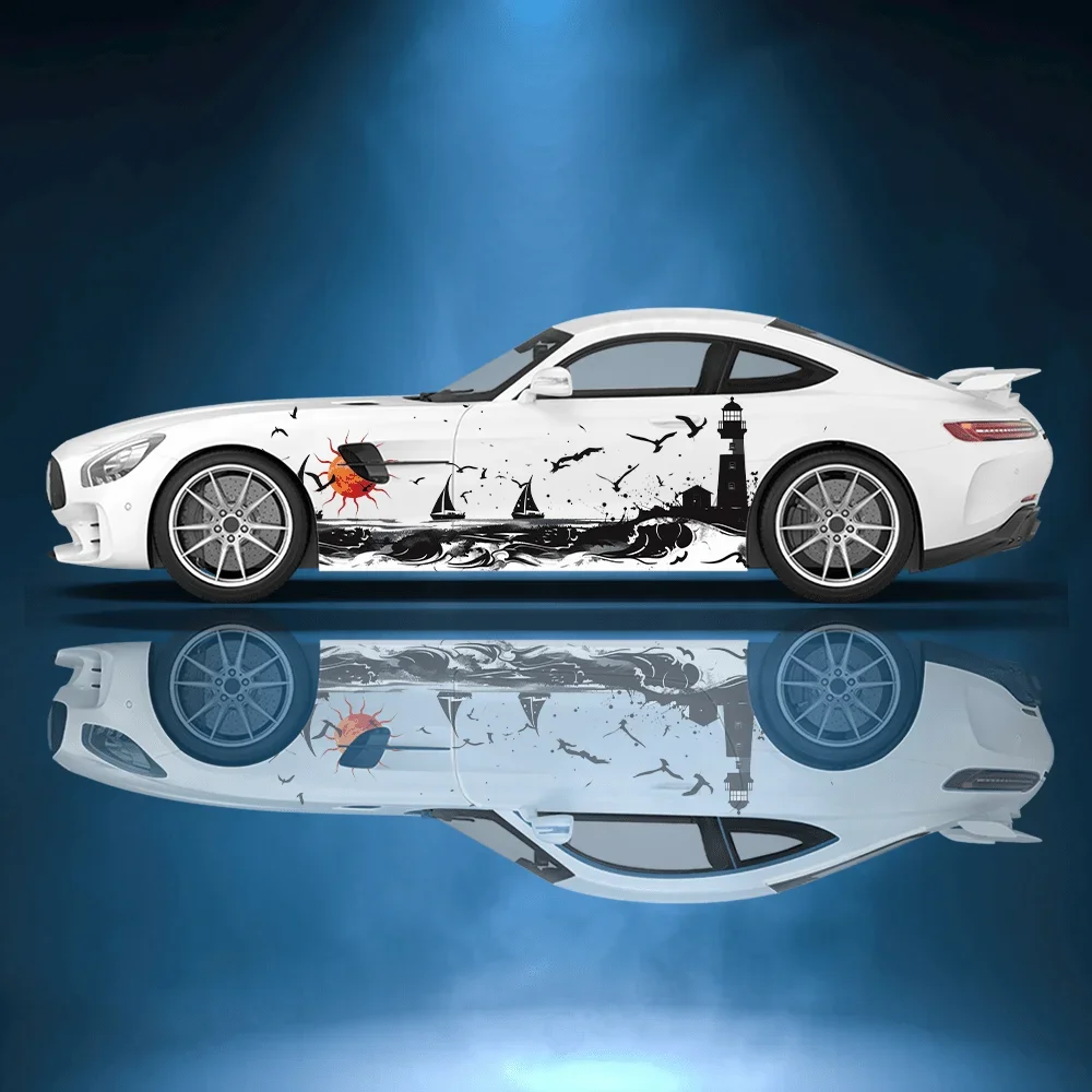 Lighthouse Seagull Silhouette Car Vinyl Wraps Decal Selfadhesive PVC Sticker Suitable for Trucks SUV Decor Auto Accessories Gift