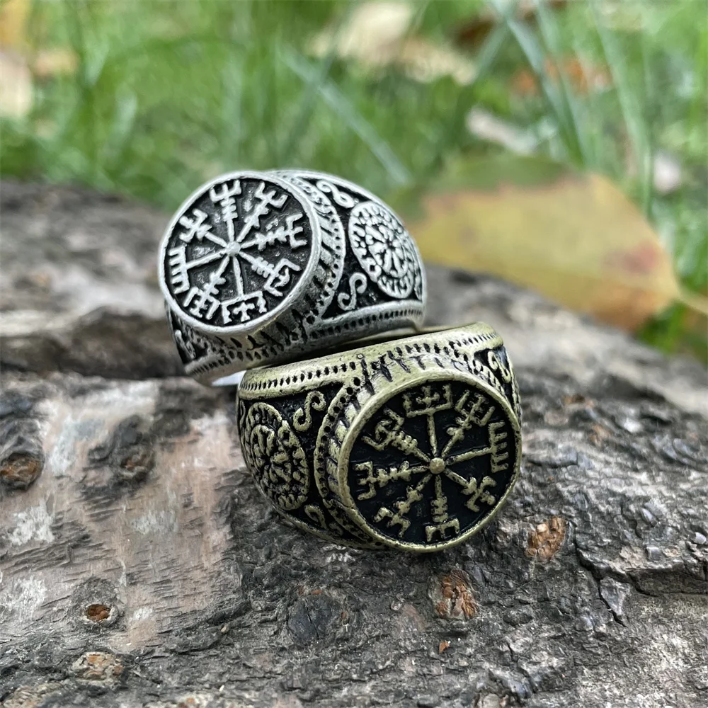 Norse Viking Valknut Vegvisir Symbols Mens Signet Rings For Men Jewelry Dropship Suppliers