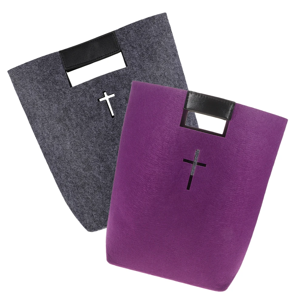 

2Pcs Felt Bible Tote Bag Multi-Function Carrying Case Large Shopping Storage Organizer Bible Bag Felt Handbag