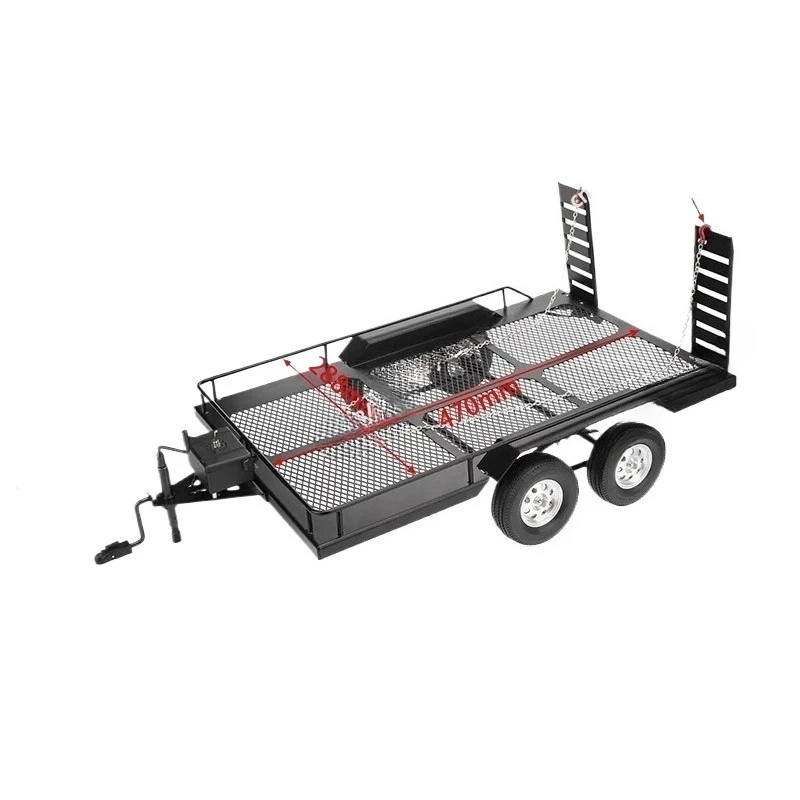 RC 1/10 Climbing Car Biaxial Metal Flat Trailer · Universal Model Trailer Fit T4 KM2 D90 SCX10 RC Crawler Car Modification