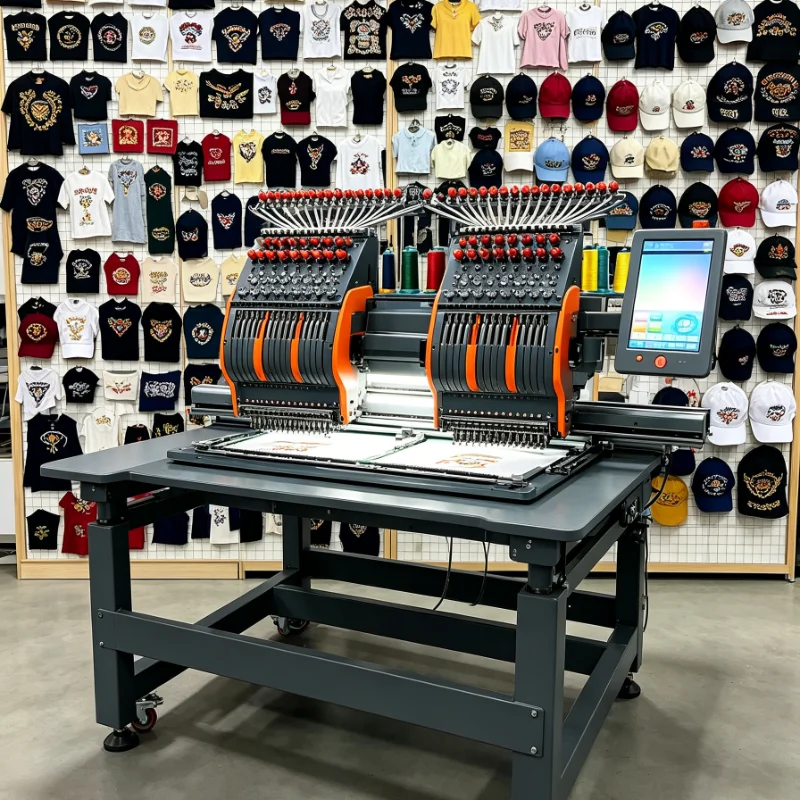 Customized Computerized Embroidery Machine Heavy Duty 12 Needles LCD Screen for Cap and Jean Embroidery
