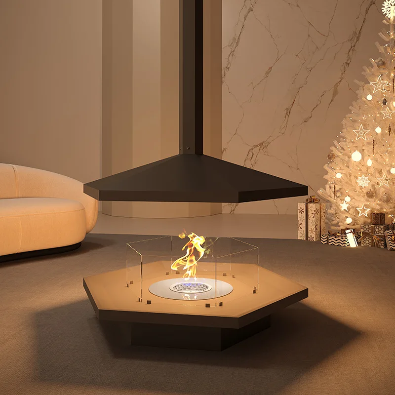 Polygon Hanging Shape Real Fire Alcohol Fireplace Villa Home Decoration Fireplace