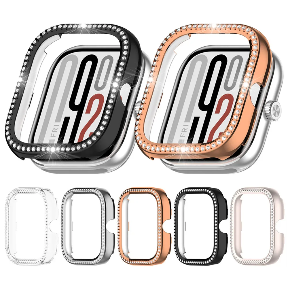 레드미 워치 4 5용 보호 커버 케이스 다이아몬드 장식 보호 범퍼 레드미 워치5 eSIM 프레임 쉘 케이스 액세서리