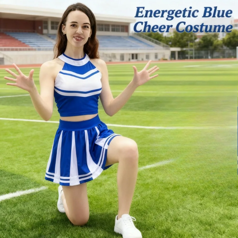 성인용 치어리더 의상 세트 (S-XL) - 스포츠 공연 댄스 쇼 및 테마 파티를 위한 크롭 탑 플리츠 스커트 의상