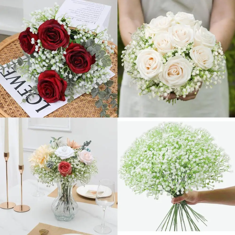 

120 Pcs Artificial Flowers,Babys Breath Artificial Flowers,White Babys Breath Flowers Artificial Bulk,120 Pcs Real Touch Flowers