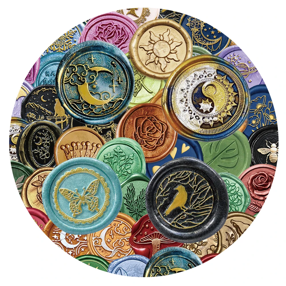 

10/30/64pcs Creative Wax Seal Pattern Stickers Aesthetic Cartoon Sticker Notebook Phone Suitcase Funny Graffiti Decals Wholesale