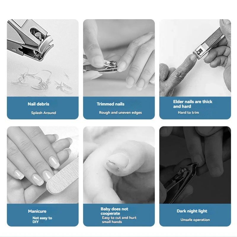 Lumière LED Coupe-Ongles Electrique Automatique، Sieaux Pour Doigts Orteils، Conteneur Anti-Débris D'ongles، مضاد للتساقط #6