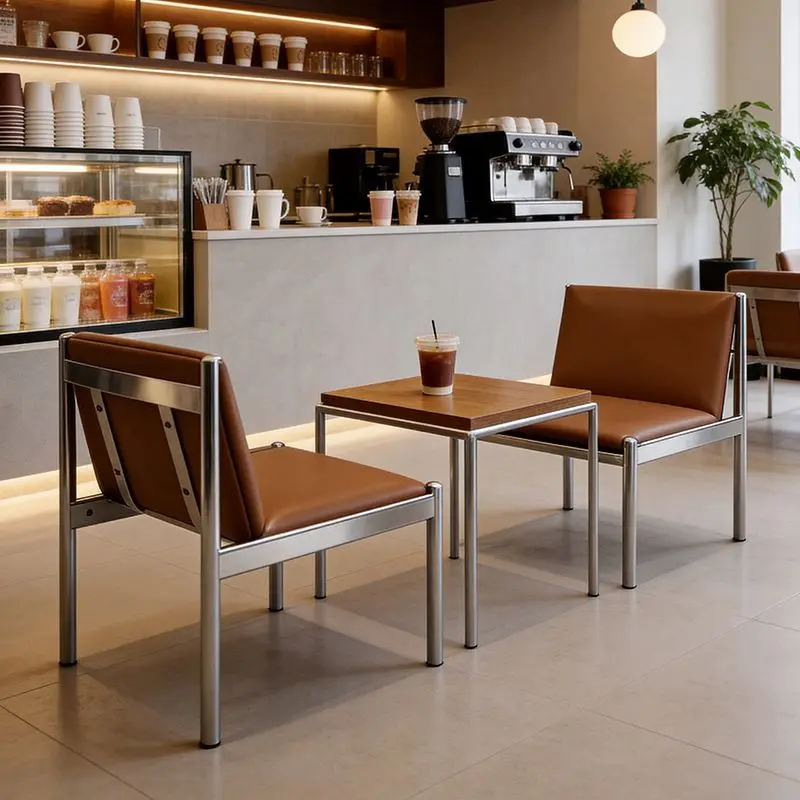 negotiation sofa Internet celebrity cafe dining place commercial leisure stainless steel sofa table and chair combination