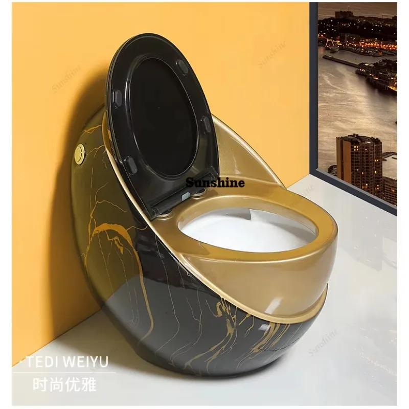 YNew wood grain toilet stone grain toilet ceramic creative personality color egg toilet water saving large diameter ceramic