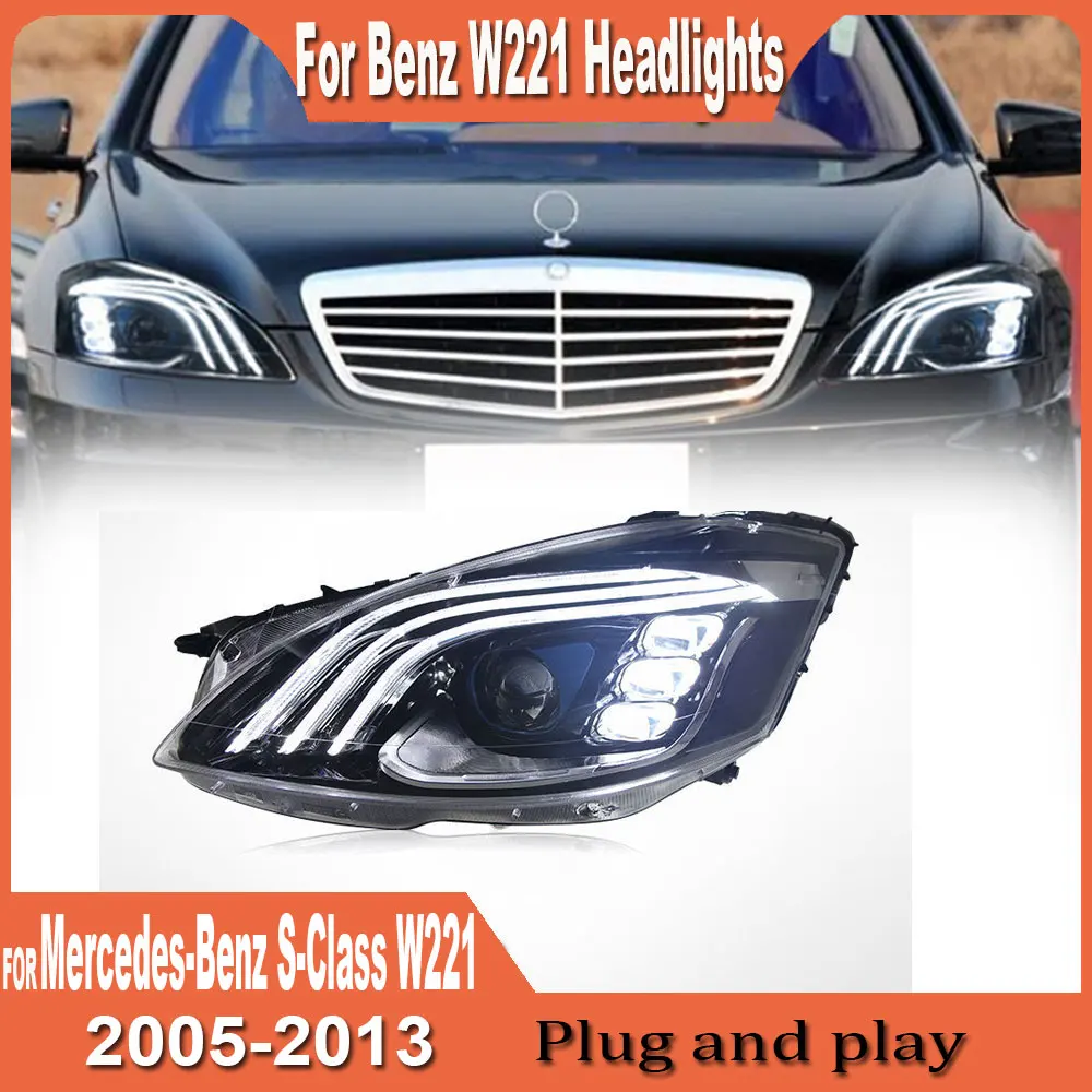 Car Lights For Mercedes Benz S-Class W221 Headlight 2006 2007 2008-2013 LED Head Lamp DRL Sequential Turn Signal High Low Beam