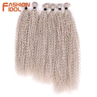 FASHION IDOL 20 22 24 pulgadas 320g/6 Uds. Mechones de pelo sintético rizado Rubio degradado extensiones de cabello de fibra de alta temperatura