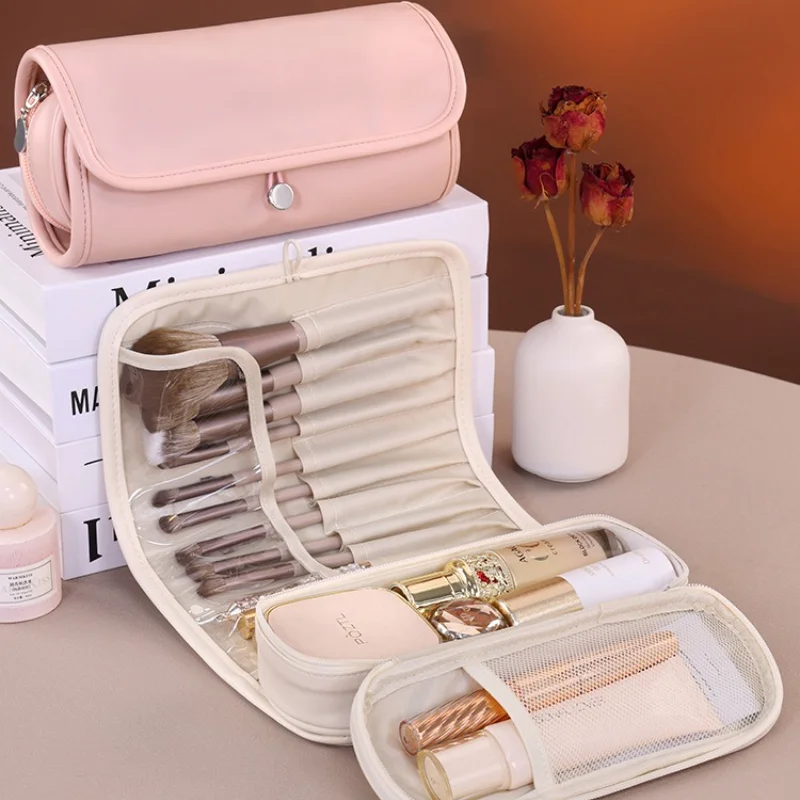 Large Capacity Multifunctional Makeup Bag, Women's Travel Makeup Brush Bag, Fashion Portable Folding Beauty Makeup Storage Bag